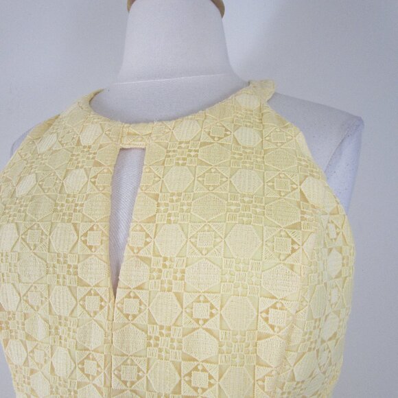 White House Black Market Plus Size Yellow Lace Halter A-Line Fit Flare Dress 16 - Picture 4 of 12